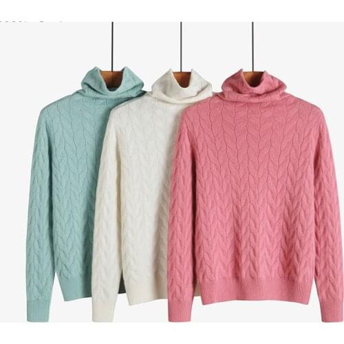 Pullover 100 pure cashmere sweater women Turtleneck autumn winter Spring Warm thick Korean bottoming shirt