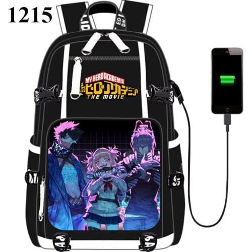 Cartoon My Hero Academia USB Port Backpack Bag School Book Students Outdoor Shoulder Book Bag Rucksack Cosplay