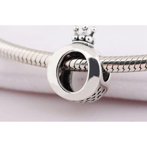 S925 Bead DIY Jewelry Openwork Crown O Charm fit Lady Bracelet Bangle
