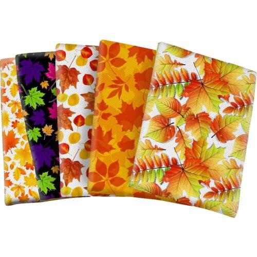 Fall Pattern Twill Fabric Printed Polyester Cotton for DIY Tablecloth Bows Center Scarf Home Textiles Materials 50*145cm