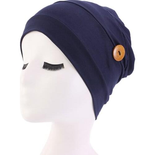 Soft Cotton Hair Caps Hat Button Wearing Mask Ear Protection Hat Turban Women Sleep Cap Ladies Headwear Hair Accessories