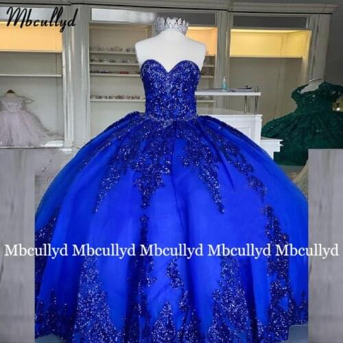 Bling Sequin Sweet 16 Quinceanera Dresses Royal Blue Corset Ball Gown Dress Red Vestidos De 15 Anos Masquerade xv Dress