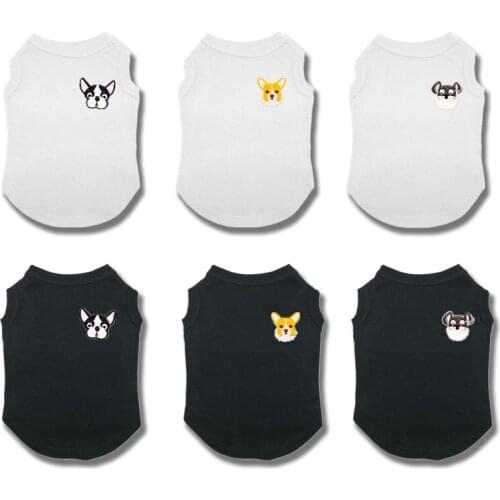 Cute Pet Summer Clothes for Small Dogs Leisure Puppy Embroidery Cotton Vest Clothes Soft Tshirt for Cats Small Medium Dogs M-3XL