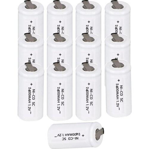 13Pcs SC 2400mah Sub C Ni-Cd Rechargeable Battey NiCd SUBC Cells Screwdriver Electric Drill SC Batteries Power Tool