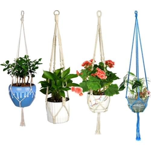 WITUSE Macrame Plant Hanger Hook Pot Holder Handmade 100% Cotton Cord Plant Hanger Hanging Basket Holder Simple/Tassel 28 35 46"