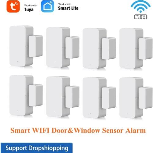 1-8pcs Smart WIFI Door Sensor Window Sensor Alarm Security Status Sync Tuya Smartlife APP Automation Work with Alexa Google Home