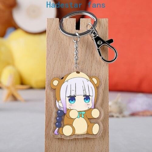 10 Pcs/lot Miss Kobayashis Dragon Maid Acrylic Keychain Kanna Tohru Figure Cute Cartoon Pendant Keyring Fans Gift Toy