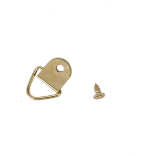 100pcs Golden Brass Triangle Photo Picture Frame Wall Mount Hook Hanger Ring 20x10mm