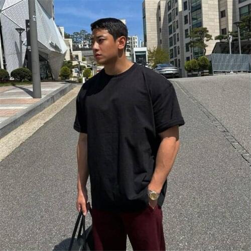 2021 Sport Shirt Men Short Sleeve Workout Gym Loose T-Shirt Men Cotton Loose Running T shirt Men Fitness Tops Sport Tees