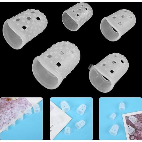 5Pcs/Set Transparent Color Silicone Finger Guards Antipain Fingertip Protectors for Ukulele Guitar Accessories