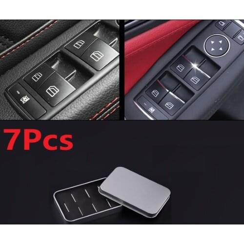 7PCS Car Button Styling Car Window Lift Button Switch Trim Fits For Peugeot 308 3008 2014-2018 Car Interior Accessories