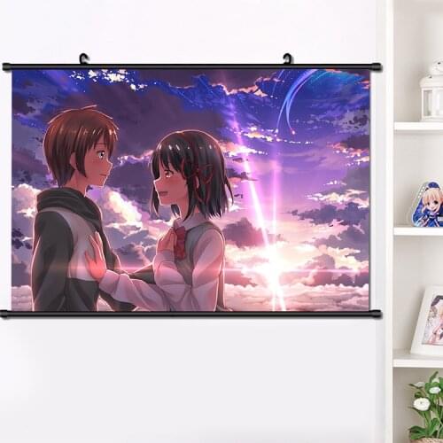 Anime kimi no na wa Miyamizu Mitsuha Tachibana Taki Wall Scroll Poster Manga Wall Hanging Poster Fashion Home Decoration 40*60cm