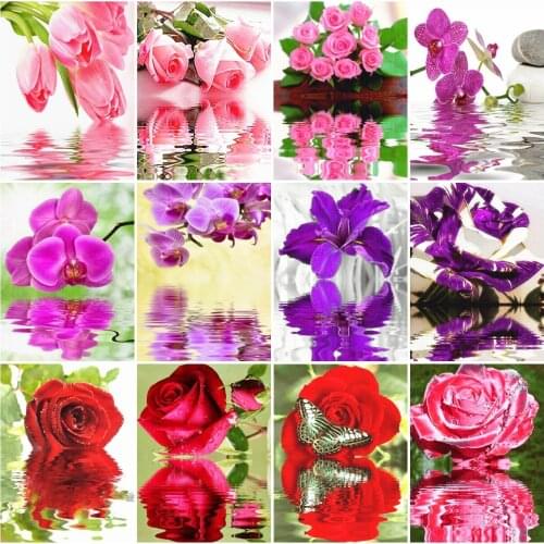 AZQSD Full Drill Diamond Painting Rose Cross Stitch Handicraft Diamond Embroidery Flower Mosaic Rhinestones Decoration Home