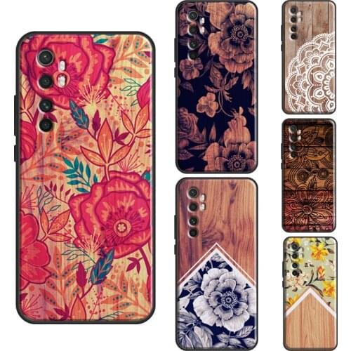 Wood Floral Pattern Case For POCO X3 F1 F2 Pro Cover For Xiaomi Mi Note 10 Lite Mi 10 Ultra 9 T Pro A3 Coque