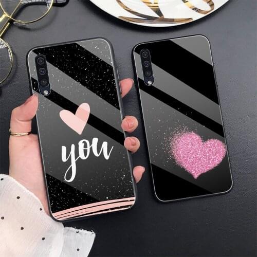 Heart Love Case For Samsung A50 A70 A20 A40 A51 A71 A20E S10 S20 S9 S8 S7 Edge Ultra Puls Note 10 9 8 Plus Tempered Glass Cover
