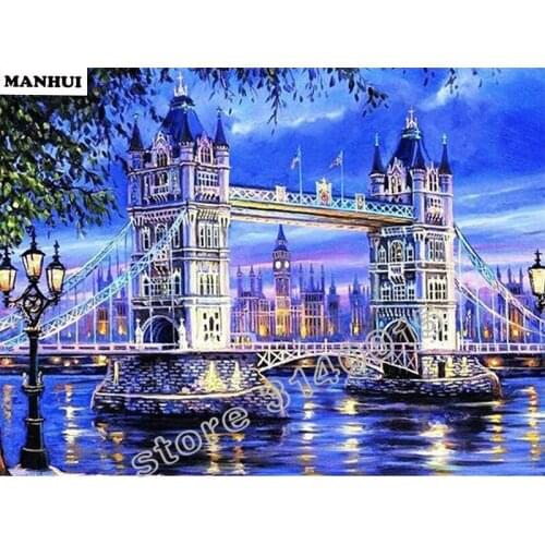 Daimond paintingBridge night view diy cross stich Kits needlework mosaic Diamonds Embroidery Home Decoration wall sticker BCD036