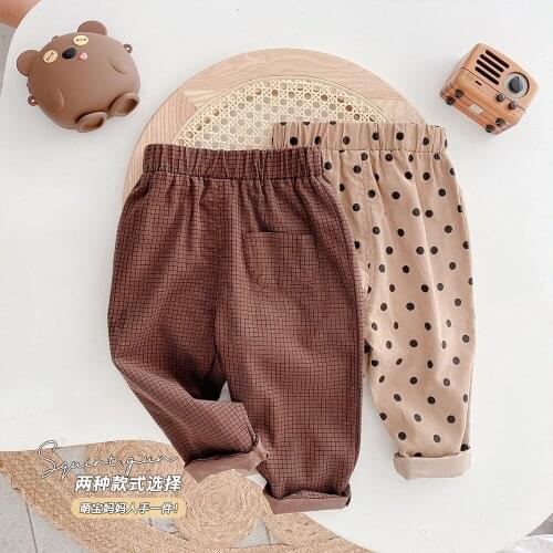 2021 Korea style girls boys dots pants autumn fashion kids long pants 1-7 years