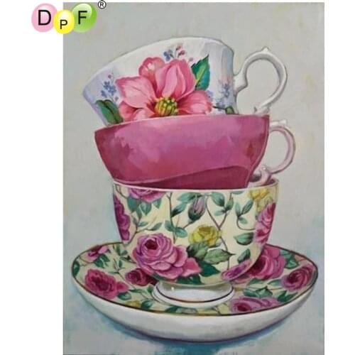 DPF Stack the cups. 5D square diamond painting cross stitch wall painting crafts diamond embroidery home decor diamond mosaic