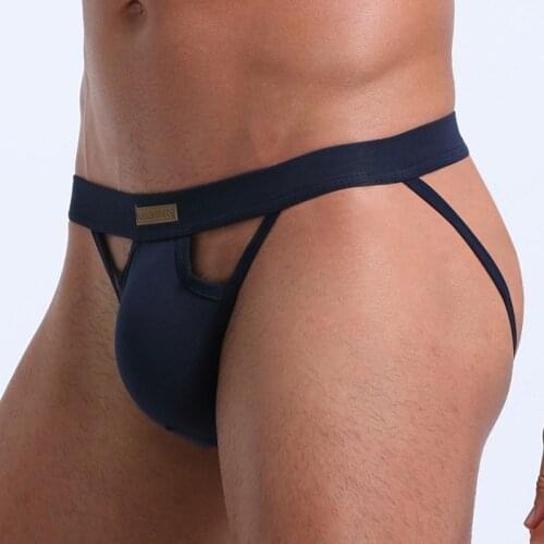 Jockstrap Cotton Gay Men Underwear G-Strings & Thongs Sexy Gay Penis pouch bikini buttocks Hollow thong men underwear
