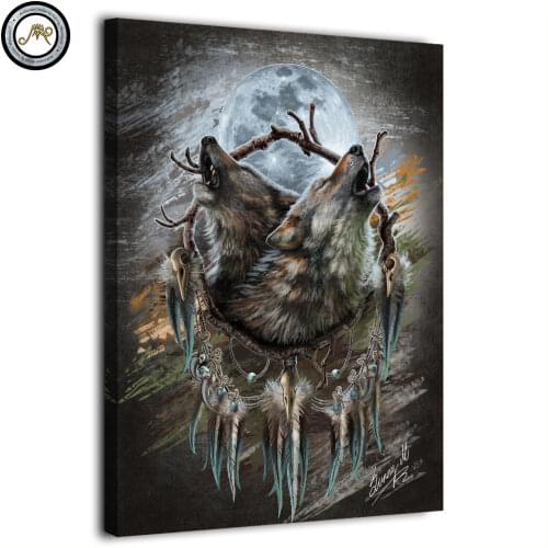 HD printed 1 panel canvas painting Abstract wolf Howling blue by Sunima Art wall pictures for living room posters and prints