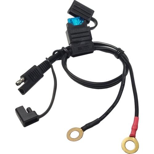 JKM SAE To 8mm Brass Terminal Quick Disconnect Cable 18AWG Harness Wire With 15A Fuse Box Motorcycle Detection Power Cord