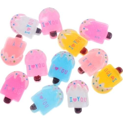 LF 20Pcs Mixed 20x13mm Resin Popsicle Cabochon Flatback Decoration Crafts Embellishments For Scrapbooking Diy Accessories