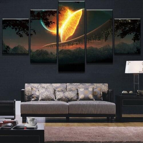 Canvas Painting HD Print Large Celestial Collisions Crush Painting Canvas 5 Piece Wall Art Picture Home Decoration Living Room