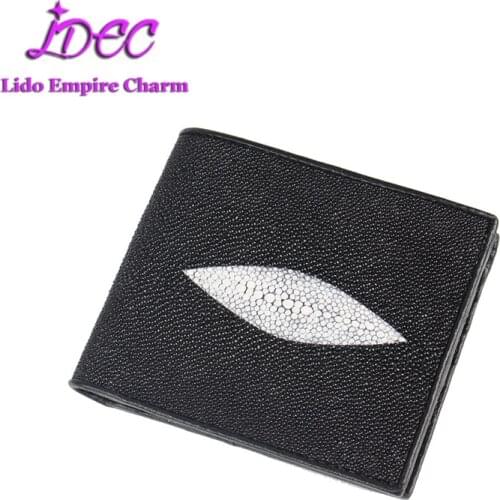 Thailand Pearl Fish Leather Wallet Luxury Short Bifold Wallet Card Holders Stingray Skin Fashion Beautiful Clutch Small Purse
