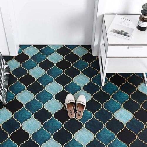 Geometry leather floor mat anti-slip Entry door mat DIY Children crawling mat big size waterproof carpet for bathroom custom