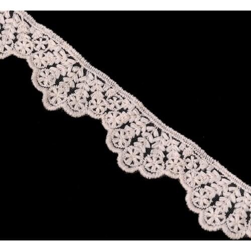 Cusack 3 yard 3.3 cm Ivory Lace Trims Ribbon Embroidered Applique Cotton for Costumes Home Textiles Trimmings Lace Fabric Sewing