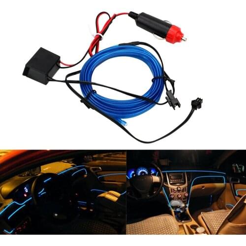 LEEPEE Car 12V LED Cold lights Car styling Flexible Neon EL Wire Auto Lamps Light Strips Decorative Lamp 2m