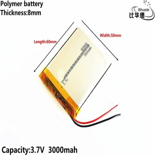 2019 Liter energy battery 3.7V,3000mAH 805060 Polymer lithium ion / Li-ion battery for tablet pc BANK,GPS,mp3,mp4