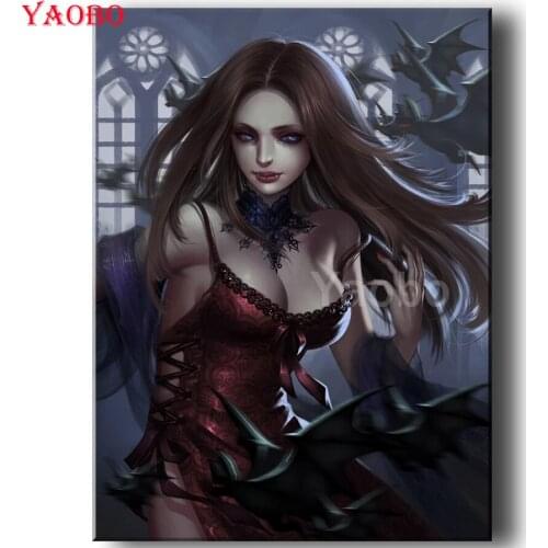 5D DIY Diamond Painting Kit Sexy Vampire Girl Home Decor Full Square&Round embroidery mosaic Cross stitch art halloween gift