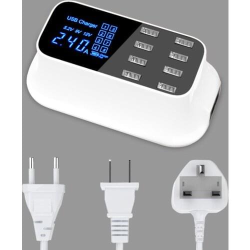 Desktop Mulit Usb Charger For Huaiwei iphone Samsung Lcd Display Quick Charger Dock For Tablet Smart Usb Socket EU US UK Plug