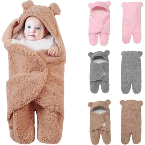 Receiving Swaddle Blanket Newborn Baby Sleeping Bag Nursery Wrap Kango Sleep Sack Warm Thick Lamb Wool Plush Stroller Winter