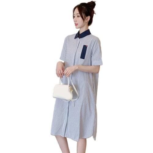Maternity Dresses For Women Pregnancy Dress Summer Vestidos Casuales Loose Striped Pregnant Plus Size Dress Maternity Clothing
