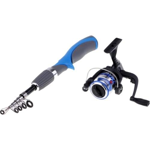 Portable Travel Fishing Rod and Spinning Reel Combo Short Handle Fishing Set Kit Left-hand and Right-hand