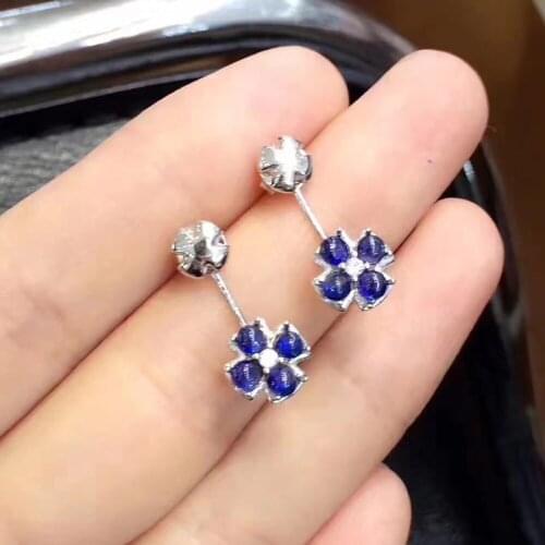 Sapphire earring For men or women Natural real sapphire 925 sterling silver 3mm 8pcs gemstone