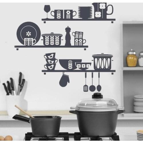 Scandinavian Crockery Kitchen Shelves Wall Decal for kitchen art home decoration sticker Vinyl restaurant Decal home decor HY492
