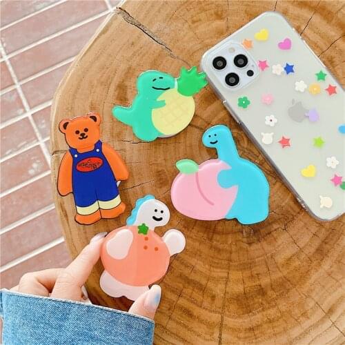 Cute Dinosaur Bear Phone Finger Grip Folding Mobile Phone Bracket Cellphone Stand Foldable Ring Holder Smartphone Accessories