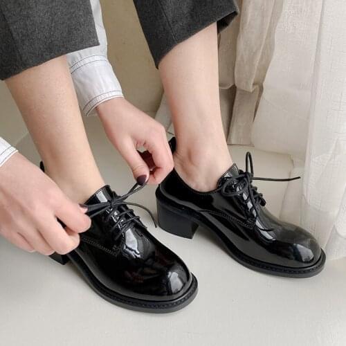 New Fashion Patent PU Spring Pumps Fashion Square Toe Dress Pumps Women 2020 Office work shoes Heel Shoes Woman