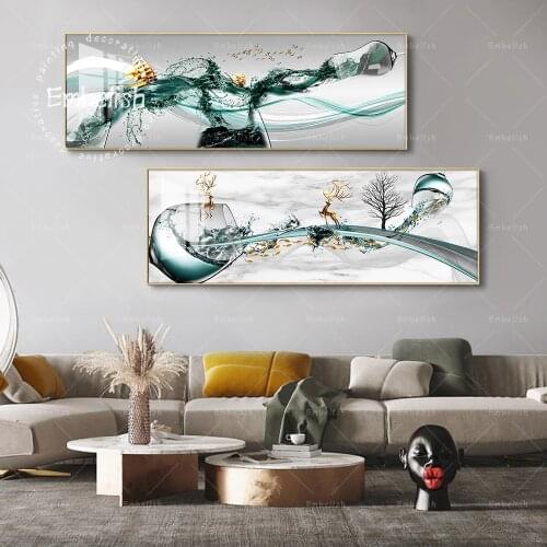 Embelish Modern Artworks For Kitchen Decor Glass Splash Water Golden Boat Abstract Wall Pictures Dinning Room Canvas Paintings