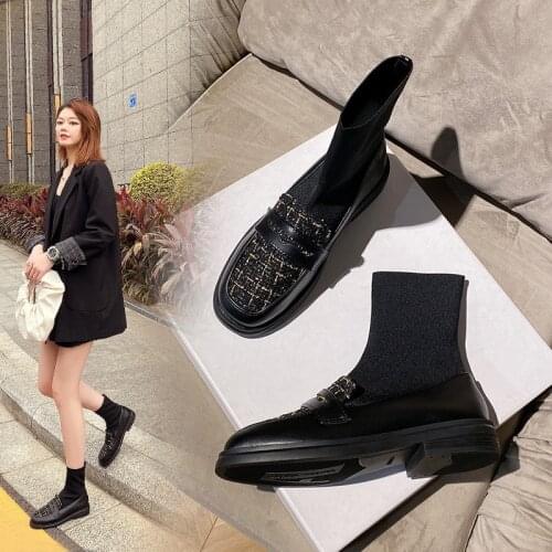 British elastic booties women 2020 new Korean fashion casual Martin boots women socks boots