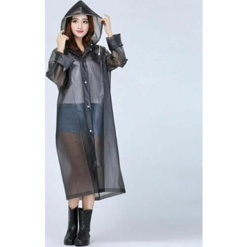 Women EVA Raincoat Hooded Ponchos Jacket Clear Thicker Waterproof Rainwear Outdoor Slicker Unisex Mackintosh