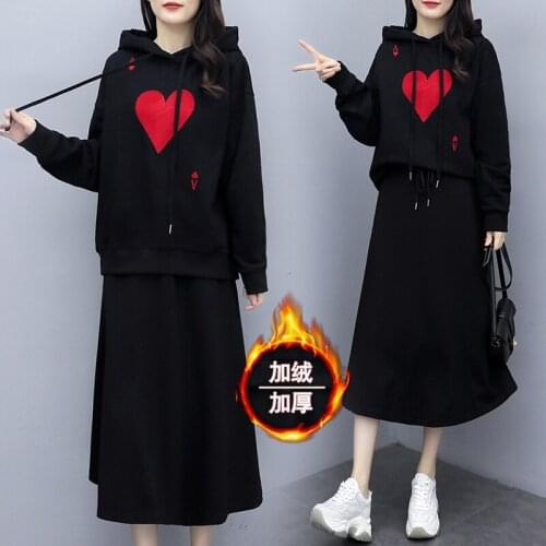 2020 winter new plus size womens loose and thin plus velvet thick two-piece suit casual ensemble femme survetement