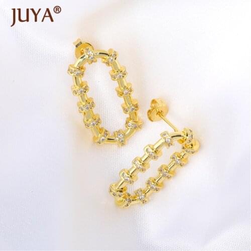 1Pair Vintage Gold Earring Inlaid Zircon Clasps Jewelry For Women Men Fashion Copper Earrings