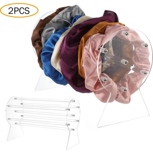 2PCS Headband Hairband Display Storage Shelf Acrylic Ribbon Silk Scarf Showcase Rack Seven Stick Headband Organizer Holder Case