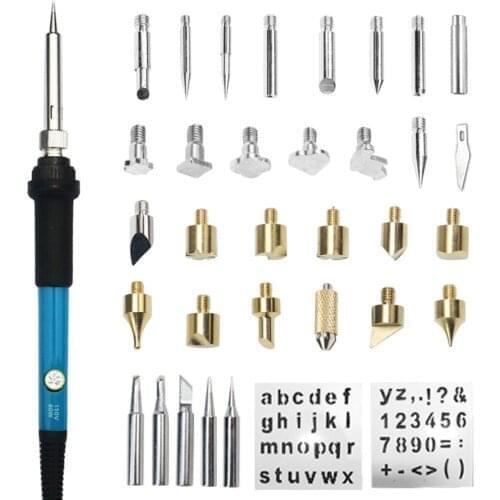 35PCS Portable Carving Pyrography Tool Multi-Function Internal Heating Tempreture Adjuatable Electric Soldering Iron
