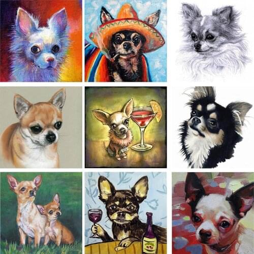 Full Drill 5D DIY Diamond Embroidery Chihuahua Diamond Painting-Cross Stitch Cute Pet Dog RhinestoneAnimal Home Decor