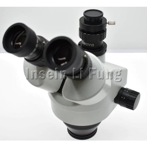 Binocular Continuous Zoom 7X-45X Trinocular Stereo Microscope Head Simul-focal Industrial Microscope WF10X 20mm Eyepiece Lens